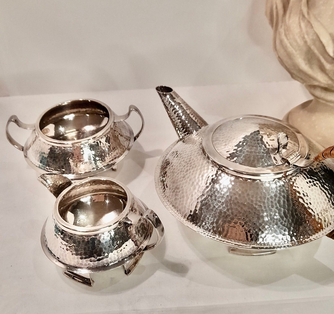Arts and Crafts Silver Plate Tea Set / Silver Plate Arts and Crafts Tea