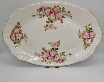 Chintz platter in fine bone China by Royal Grafton  Wild Rose pattern - mint condition / Fine dining / Downton Abbey / Period Living