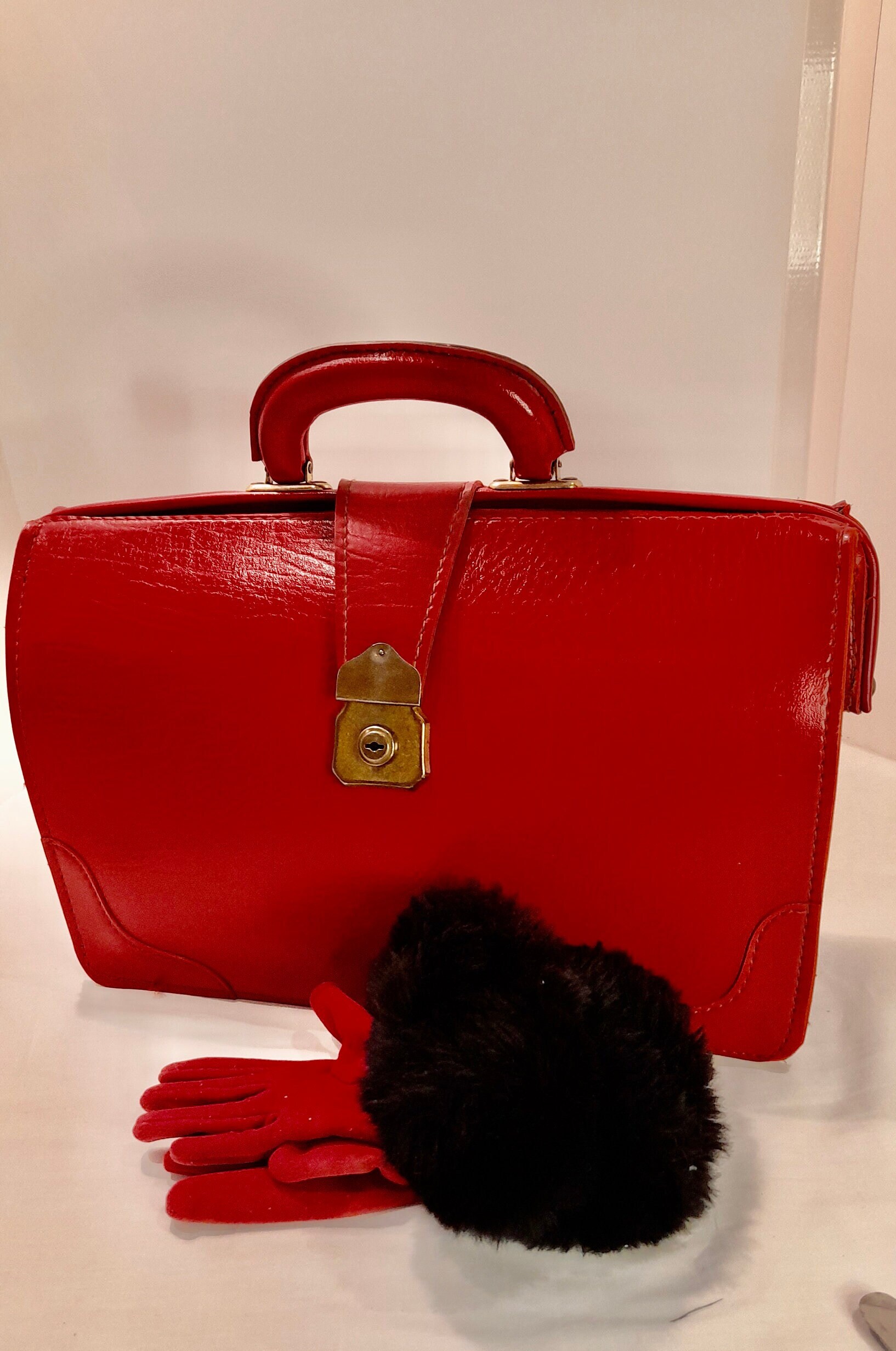 Red Leather Briefcase / Red Leather Bags / Overnight Bag / Ladies
