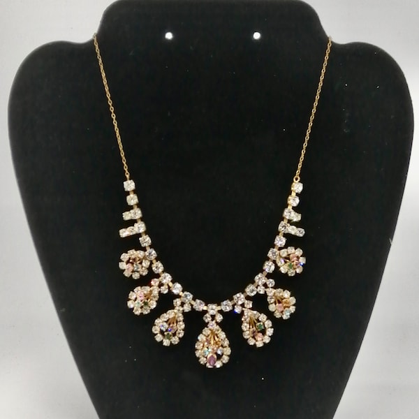 1950s Costume jewellery / 1950s Paste jewellery / Costume diamond and gemstones necklace / 1950s necklace / Stunning jewellery / Jewellery