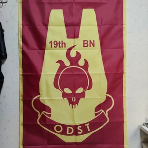ODST Flag of 19th Shock Troops Battalion UNSC Special Forces Orbital Drop Shock Troopers flag Custom any size 100D polyester banner Tapestry