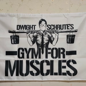 Dwight Schrute's Gym for Muscles flag banner any size  tapestry wall decoration indoor and outdoor 100D polyester Dwight Schrute funny gift