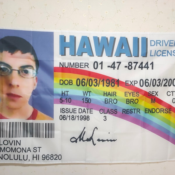 McLovin Flag Fake Driver License ID Custom any size funny flag Tapestry 100D polyester