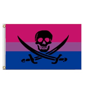 Bisexual Pride Pirate Flag: Jack Rackham Rainbow Skull Tapestry