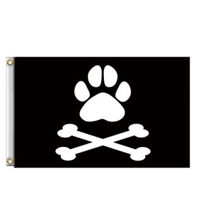 Bandera pirata para perro: Estampado de pata de Jolly Roger - Tamaño personalizado