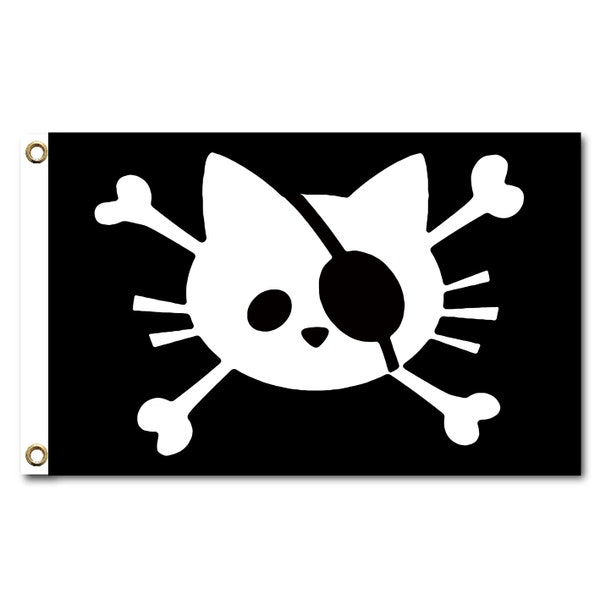 Katze Piratenschädel Flagge Geschenk benutzerdefinierte jede Größe 3x5ft Innen- und Wanddekoration Tapisserie Jolly Roger Banner