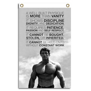 Arnold Schwarzenegger Gymflagga: Bodybuildingmotivation Gobelängbanderoll