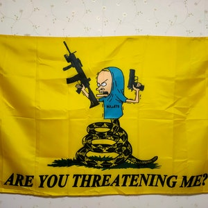 Beavis flag funny merica Are you threatening me don't dont tread on me banner any size Gadsden Flag  tapestry wall decoration and butthead