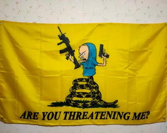 Beavis flag funny merica Are you threatening me don&#39;t dont tread on me banner any size Gadsden Flag  tapestry wall decoration and butthead