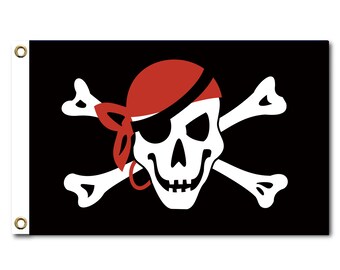 Czerwona bandana z flagą piracką Jolly Roger: niestandardowy baner z bandaną i czaszką