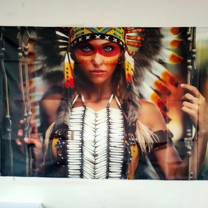American Natives Indians Culture Girl Flag Any Size 3x5ft Flying Banner 100D Polyester Decoration