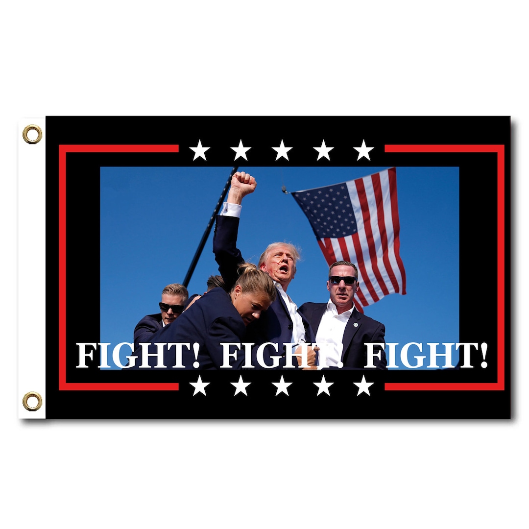 Trump 2024 Rally Banner: Fist Raise, American Flag - Indoor/outdoor - Etsy