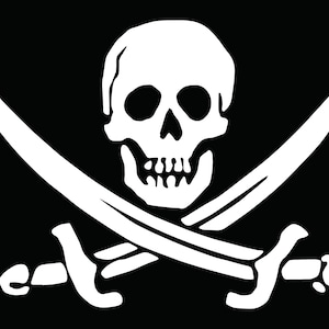 Jolly Roger-flagga: Piratbanderoll med dödskalle och svärd - Anpassad storlek