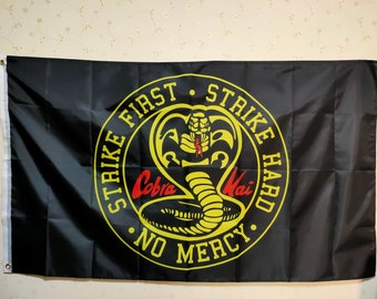 Cobra Kai Flag Strike First Karate Funny flag Any Size 3x5ft Banner 100D Polyester Wall Hanging Decoration Tapestry