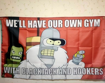 Futurama Bender Gym Flag Banner:  Tapestry Wall Art