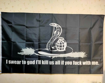 Bandera divertida de Gadsden: "Lo juro por Dios", pancarta de serpiente - "No me pisen"