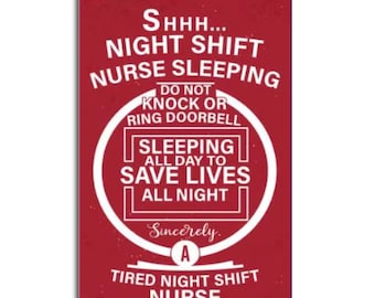 Night Shift Nurse Sleeping Banner: Do Not Knock/Ring Doorbell