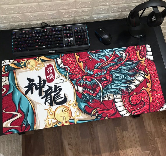 Dragon Mouse Pad Red Dragon China Art Print Mousepads 80x30 Etsy