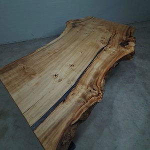 Satin Grey Epoxy Coffee Table, Live Edge, with Custom Made Table Legs