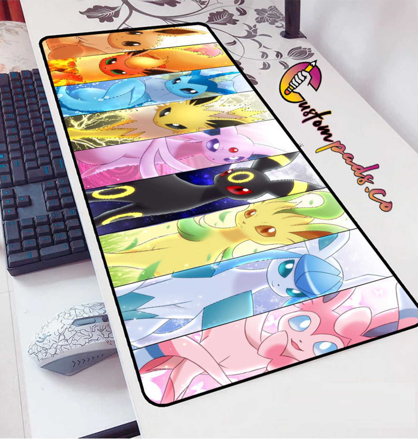 Custom Pokemon Eeveelution Mousepad 900x400mm Eevee Vaporeon Etsy
