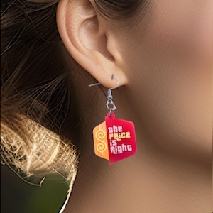 Price is Right Earrings for Super Fan, Pair with TPIR shirt, Game Show Dangle Earrings, Come On Down, Drew Carey, Price is Right Contestant