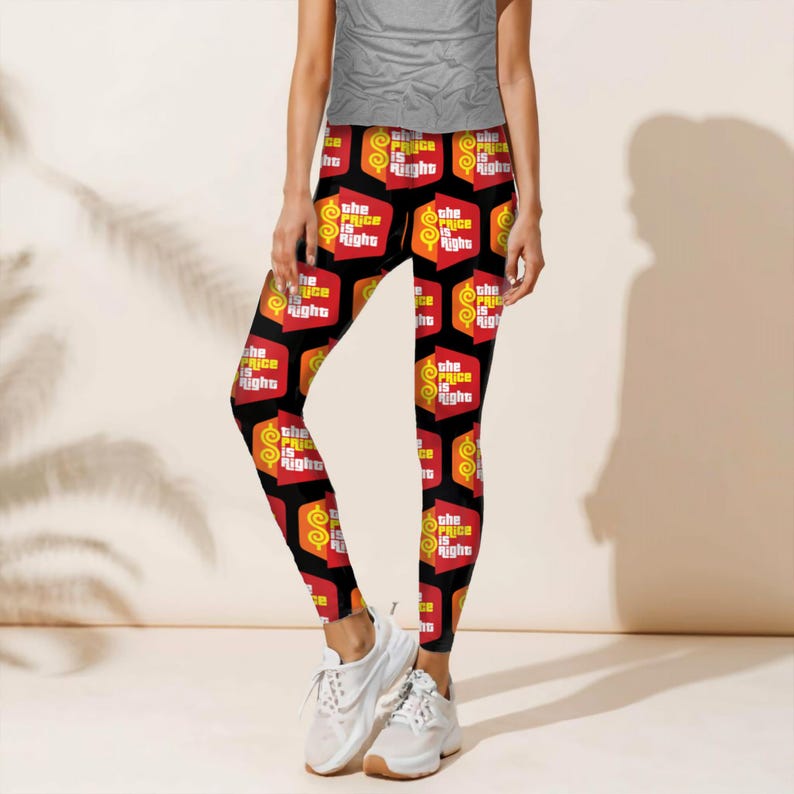 Price is Right Leggings, Pair with Price is Right Shirt, Game Show Apparel, Drew Carey, Bob Barker, High Waisted Elastic Slim Fit Leggings image 1