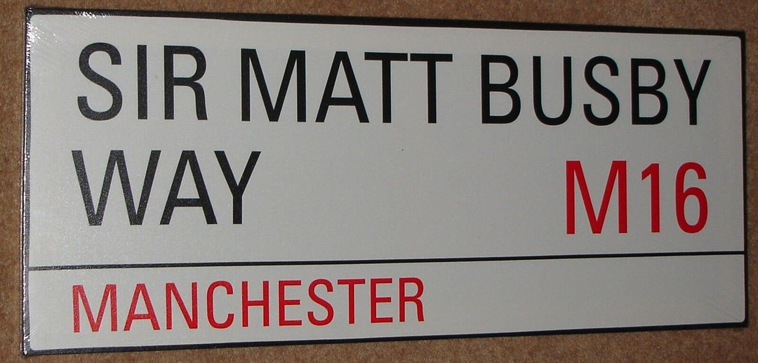 Sir Matt Busby Way, Manchester, Street Sign 24 X 10 Canvas on Wooden ...