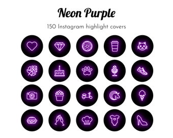 Neon Purple Instagram Highlight Covers, Iconos de historias de Instagram