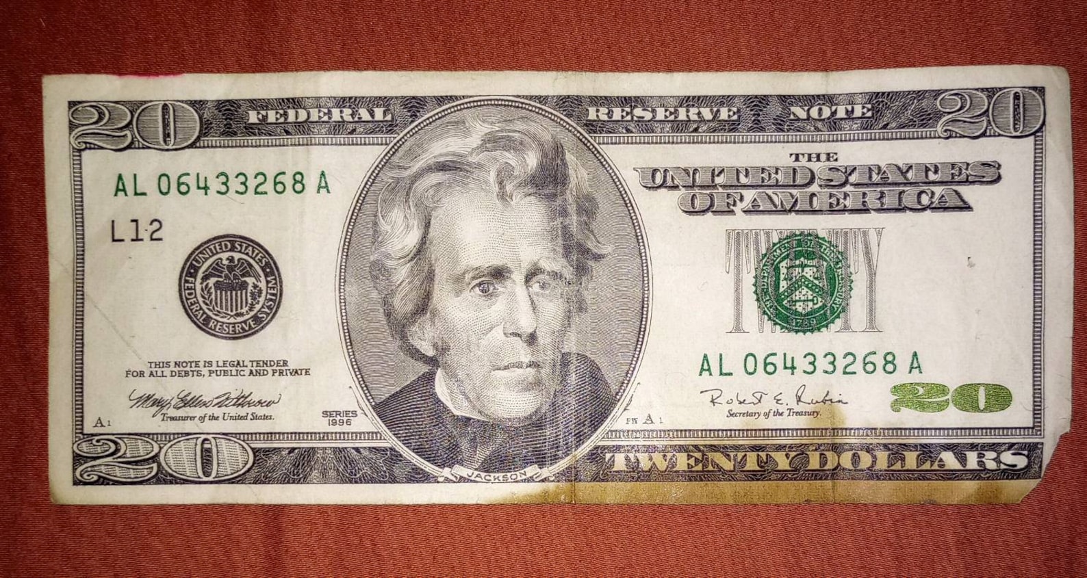 20 Dollar Bill 1996 Old Money Coins Antique Currency Has Wear Etsy