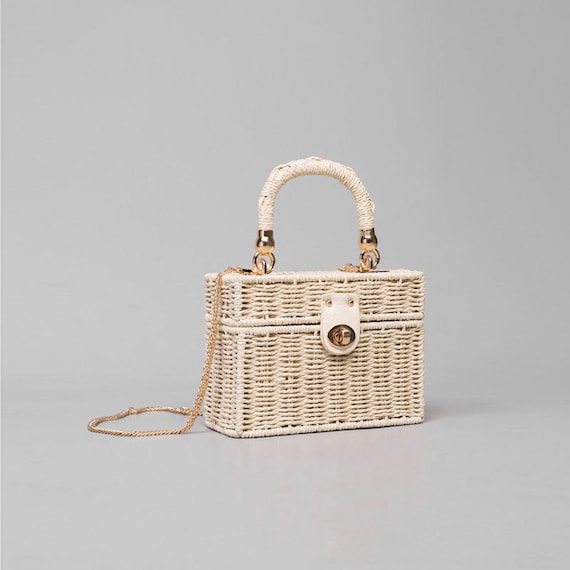 Bags, Zara Mini Small Summer Purse Straw Crescent Bag Straw Woven