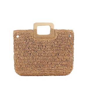 Damen Stroh Einkaufstasche Handtaschen Strandtasche Exquisite Woven Fashion Große Rechteck Top Henkel Tasche Shopper Bag