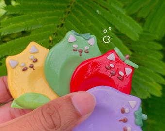 Pierre d'inquiétude aux fruits| Pierre à soucis faite main | Fidget Toy en pâte polymère | Soulagement de l'anxiété et du stress | Pierre d'inquiétude pour chien mignon