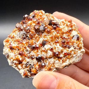 Spessartine Garnet and Smoky Quartz on Microline Matrix from Wushan Spessartine Mine, China