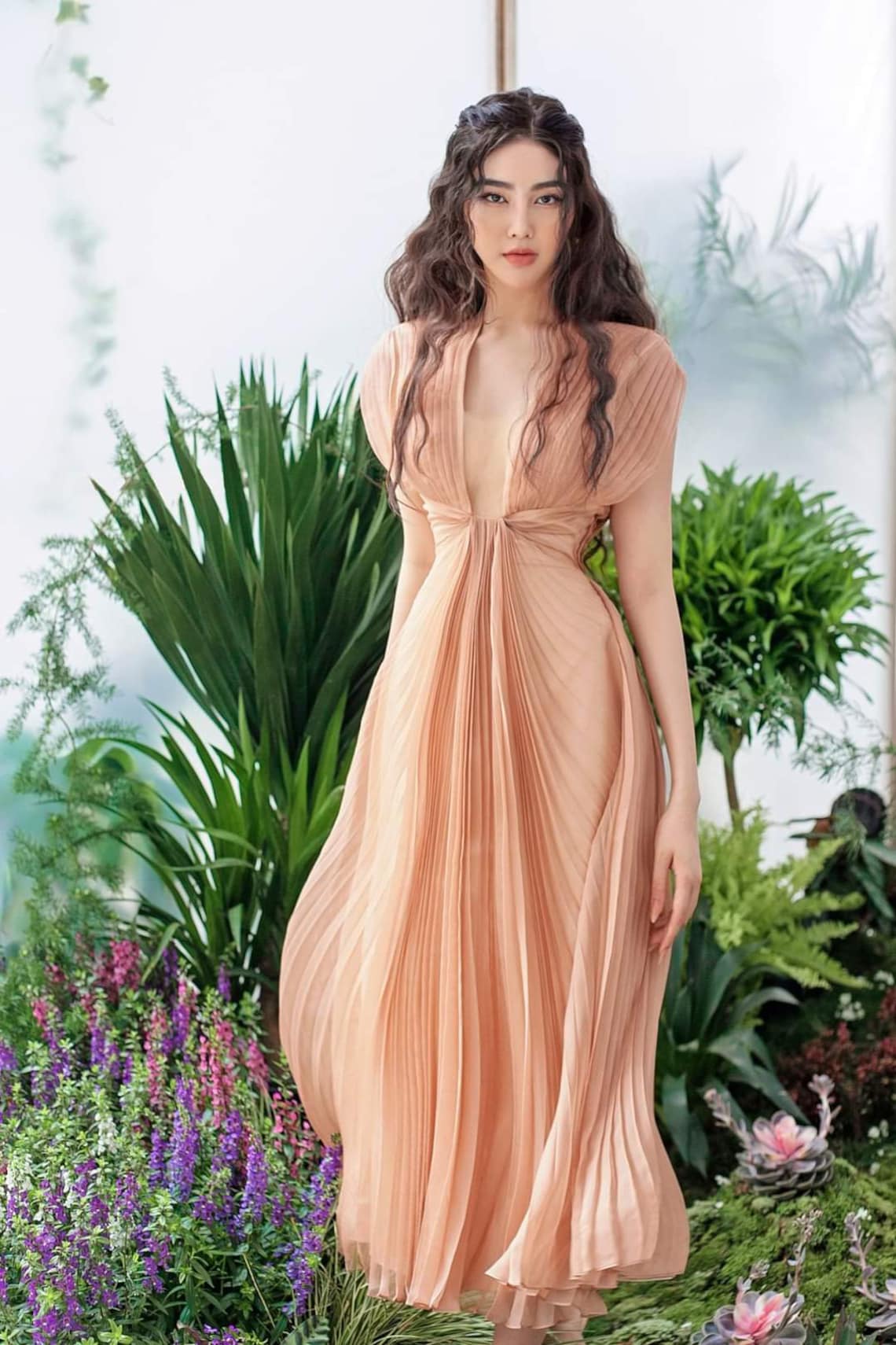 pleated silk dress