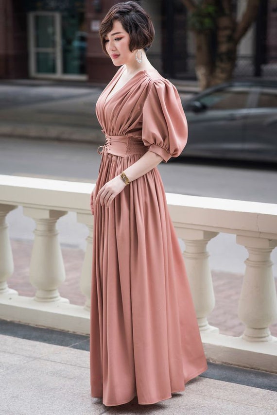 Pleated Maxi Dress Wedding Guest Dress 