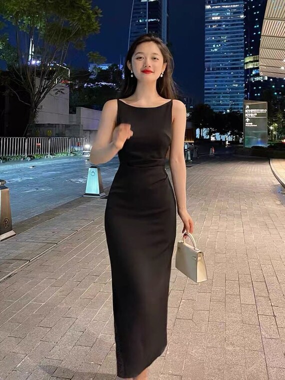 Boat neck silk dress sale
