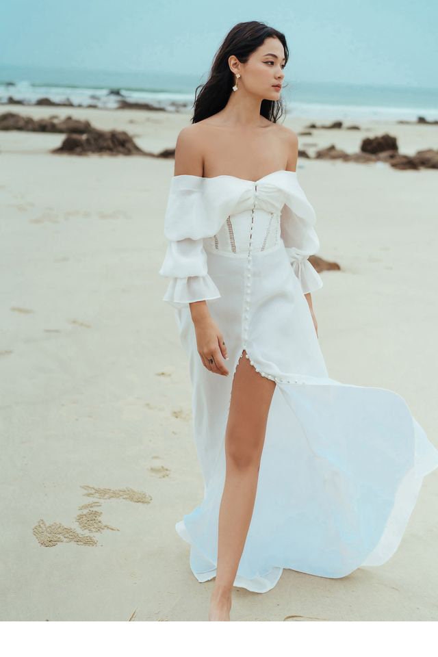 White off the hotsell shoulder beach dress