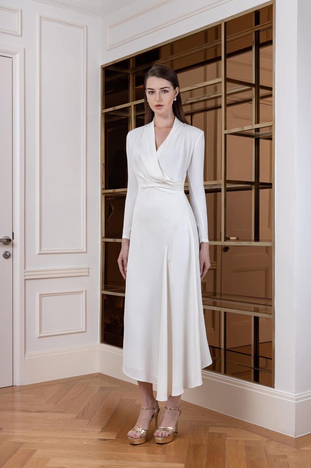 Asymmetrical Dress Wedding Guest Maxi Dress Long Sleeve - Etsy