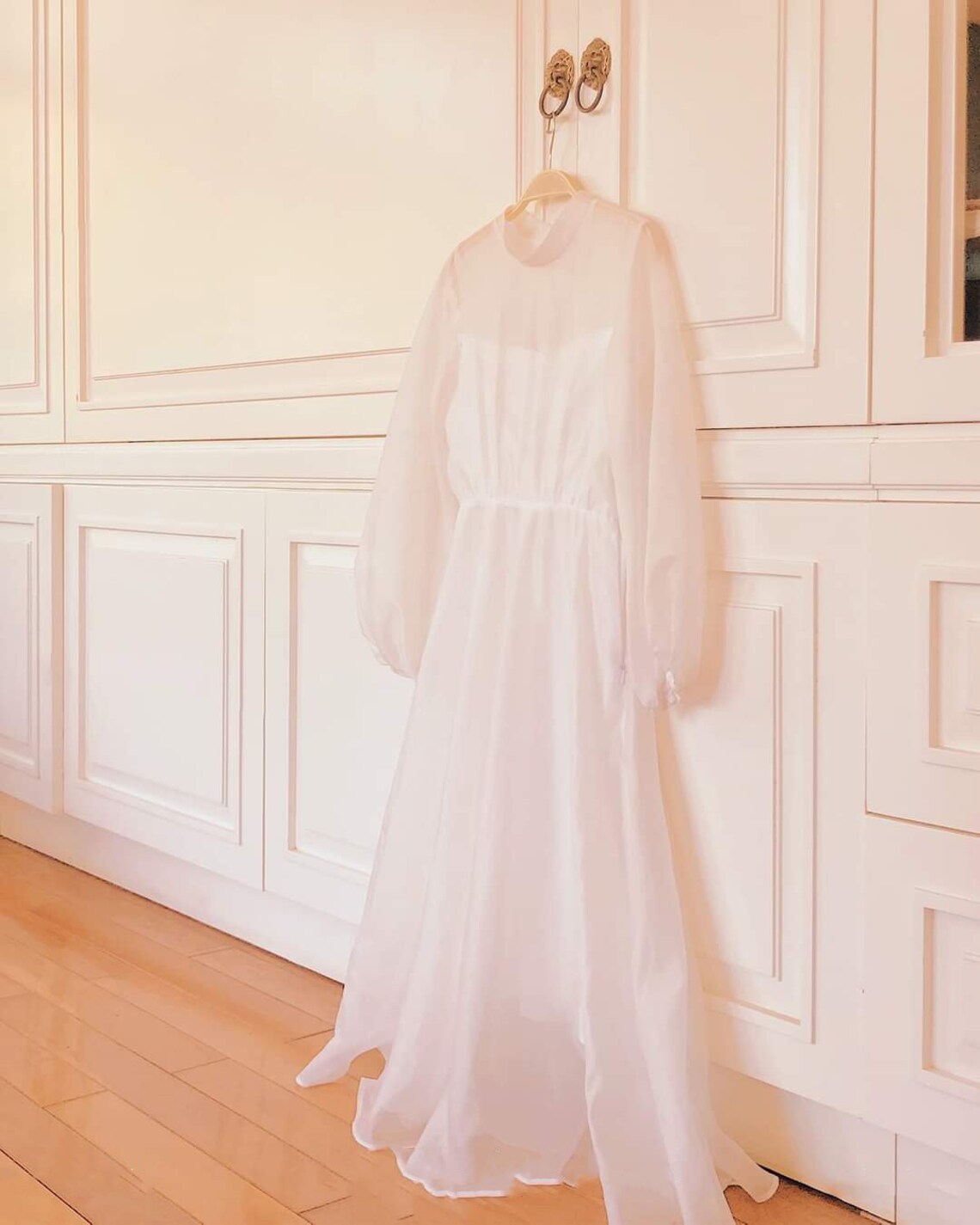 Puff Sleeve Maxi Silk Dress White Layered Dress For Women | Etsy