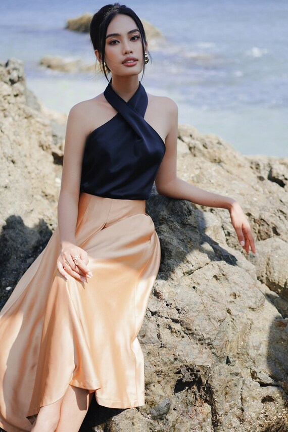 Pleated Maxi Skirt Aline Circle Skirt 