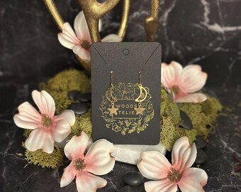 Crescent Moon and Star Dangle Earrings