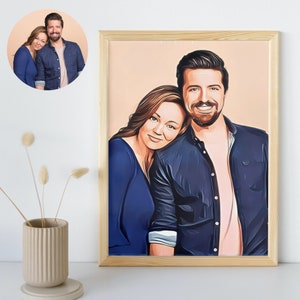 Gepersonaliseerde tekeningportret, illustratie van een gezin, portret van een foto, poster van een gezin met vrienden, cadeau-idee