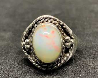 Natural Oval 8 x 10 mm Multi Fire Ethiopian Opal Designer Ring, 925 Solid Sterling Silver Ring,Bridal Jewelry, Christmas gifts, Gift for Her.