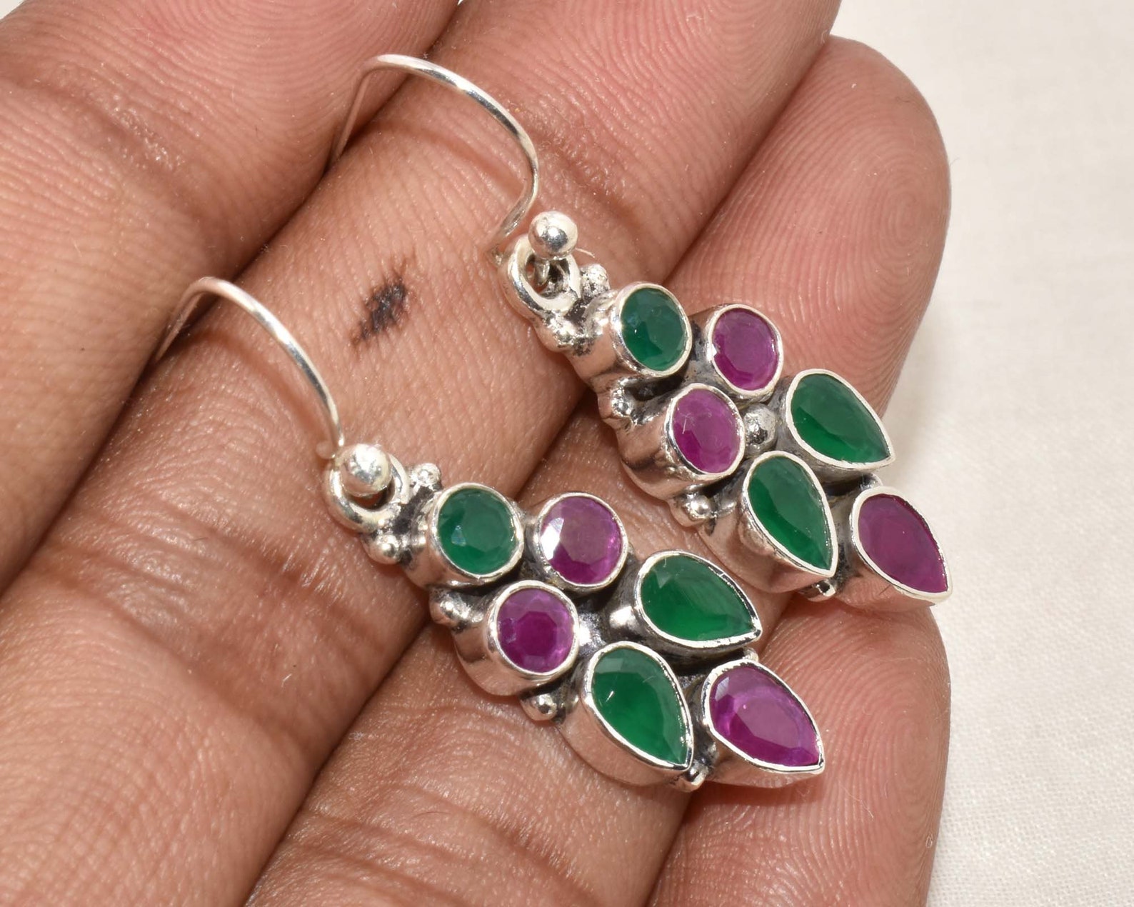Emerald Earrings Ruby Earring Gemstone Earrings Ruby | Etsy