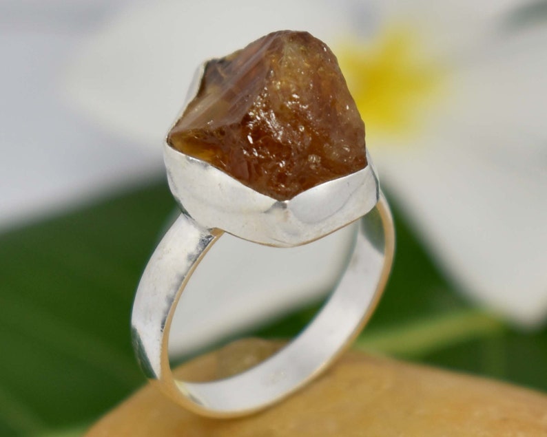 Minimalist Ring Stacking Ring Stackable Ring Silver Gift for Her 925 Sterling Silver Ring Real Citrine Gemstone Ring Raw Stone Ring