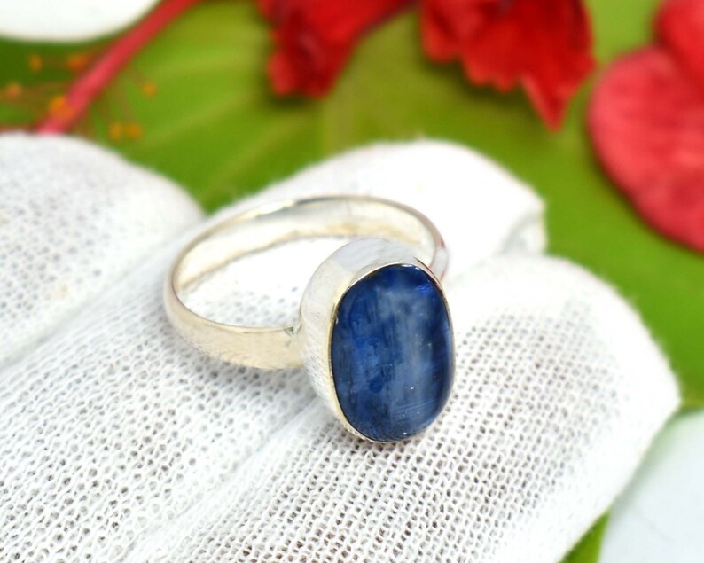 Kyanite Sterling Silver ring Statement Rings Blue kyanite gemstone rings, Gift for her Boho Rings 925 Sterling Silver Jewelry Ring