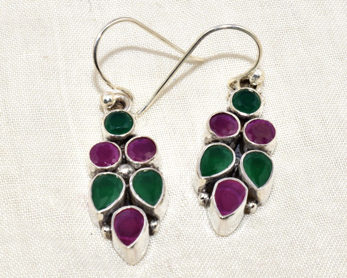 Emerald Earrings Ruby Earring Gemstone Earrings Ruby | Etsy