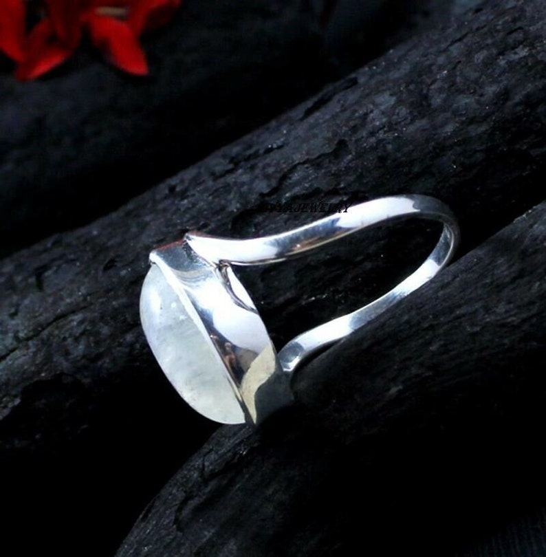 8x16 mm Marquise Blue Fire Rainbow Moonstone Gemstone Handmade 925 Solid Sterling Silver Jewelry Ring Size 6.5 gift for beautiful Girls