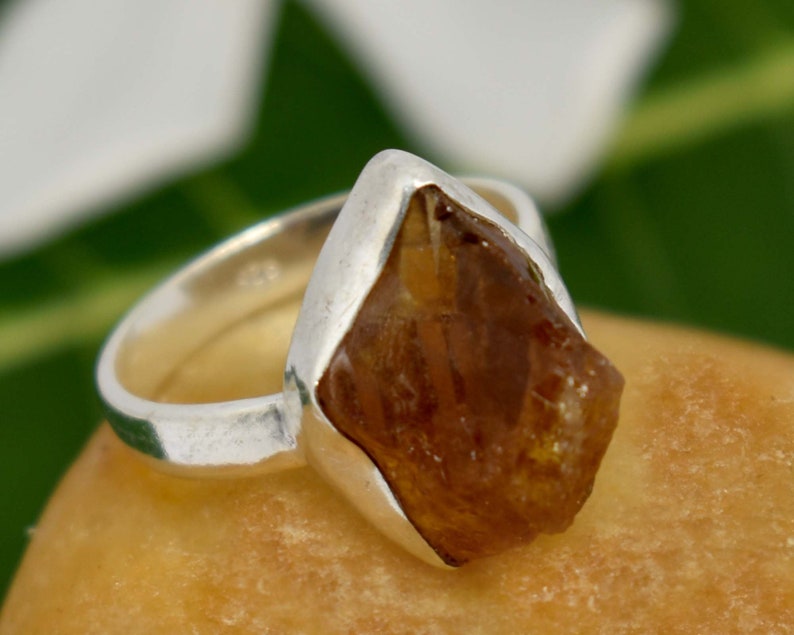Minimalist Ring Stacking Ring Stackable Ring Silver Gift for Her 925 Sterling Silver Ring Real Citrine Gemstone Ring Raw Stone Ring