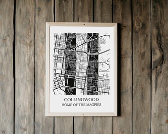 Collingwood Magpies AFL Map Print (originally hand drawn)